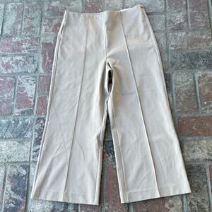 Ann Taylor Trouser Pants Career Stretch NWT Size L Wide Leg Tan Khaki Side Zip